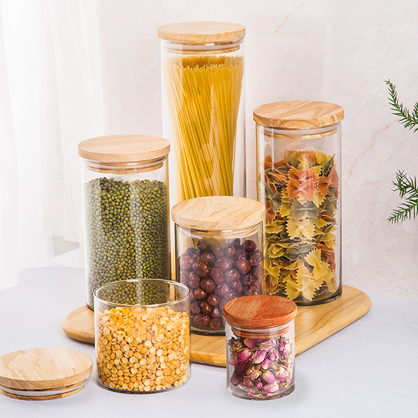 تصویر بانکه‌های حبوبات هرا درب چوبی از برند میس گلس