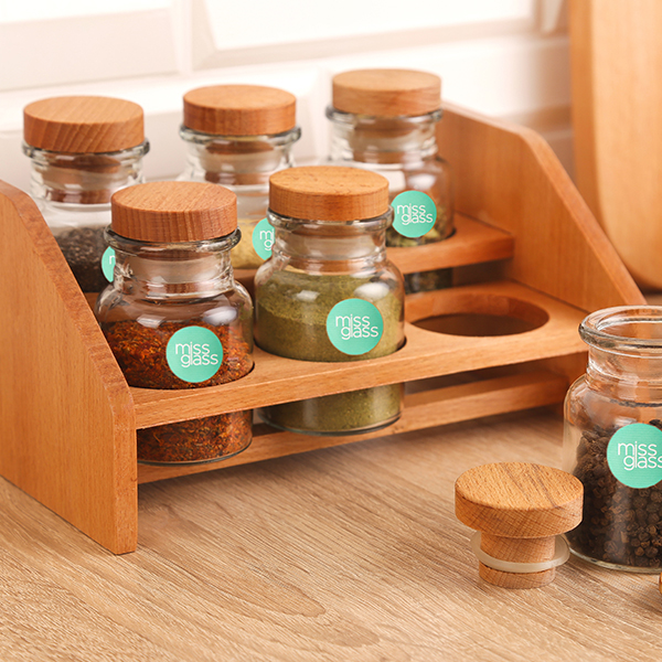 تصویر سرویس ادویه پایه چوبی 6 تایی از برند میس گلس