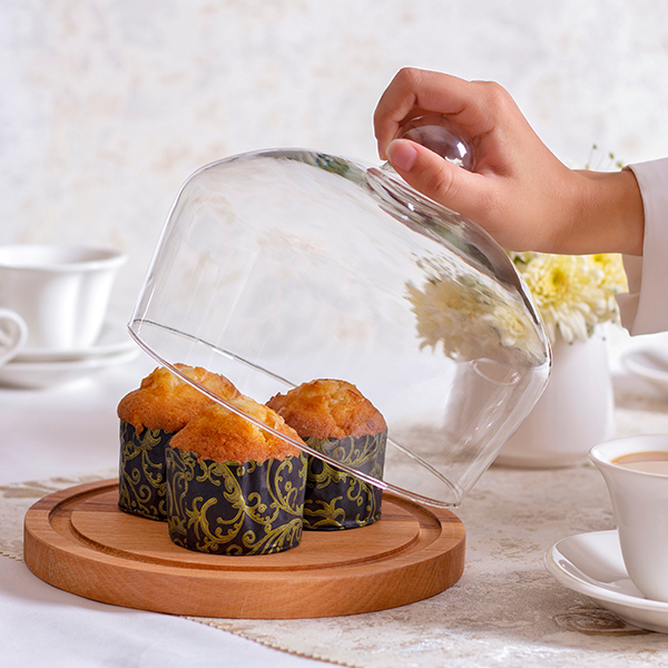 تصویر کیک خوری پایه چوبی سایز 2 برند میس گلس